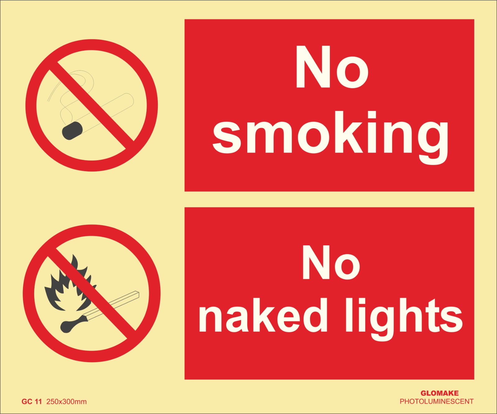 NO SMOKING, NO NAKED LIGHTS
(GC 11)